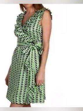 kate spade Green Patterned Wrap-Style Midi Dress